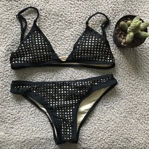 Black Grid Pattern Bikini